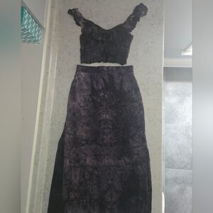 Purple Tie-Dye Set Maxi Skirt & Crop Top - Women